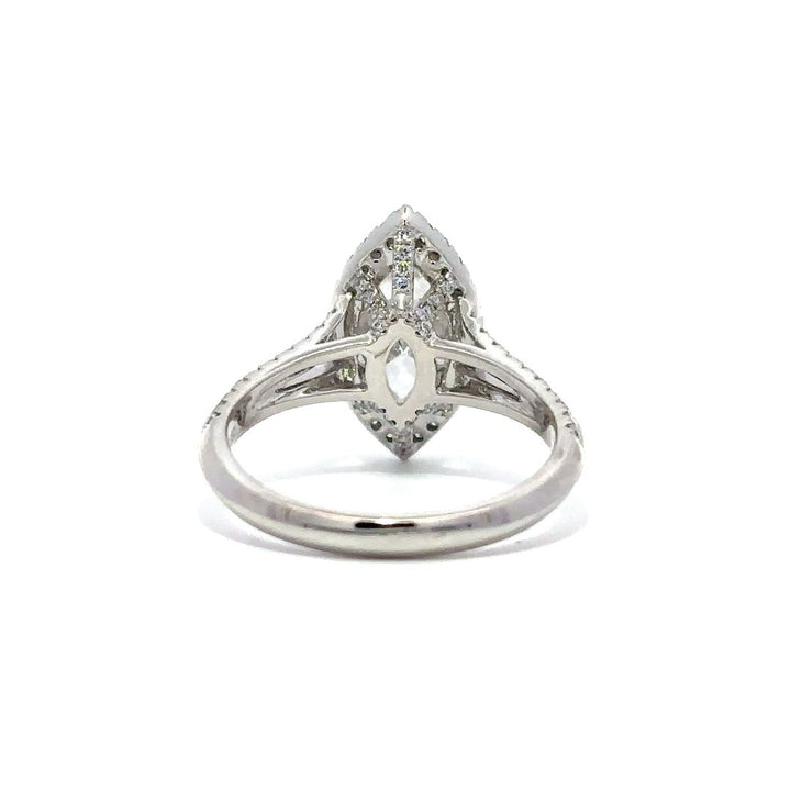 Halo Ring (Marquise) - 14k White Gold 2.01ct #12052