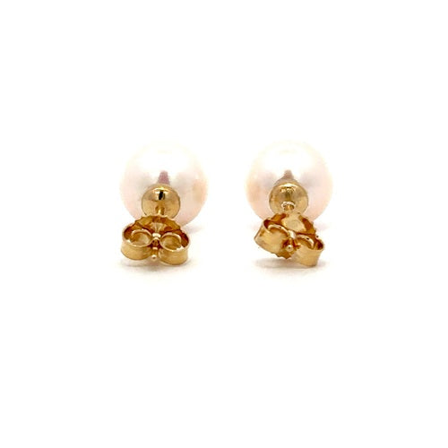 Fresh Water Pearl Stud Earrings - 14k Yellow Gold