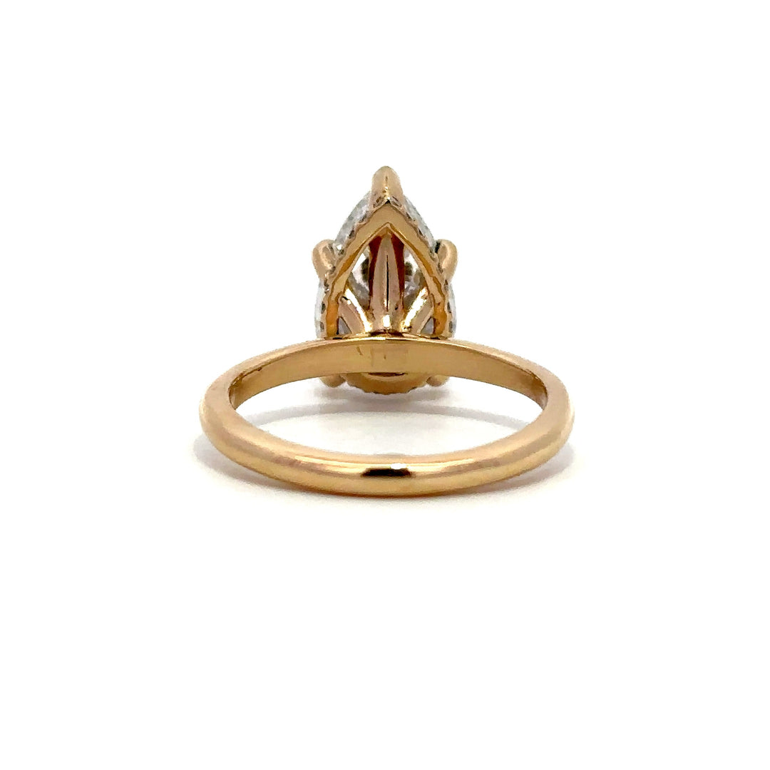 Hidden Halo Ring (Pear) - 14k Yellow Gold 3.01ct #12830