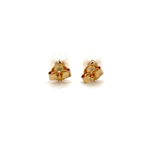 Fresh Water Pearl Stud Earrings - 14k Yellow Gold