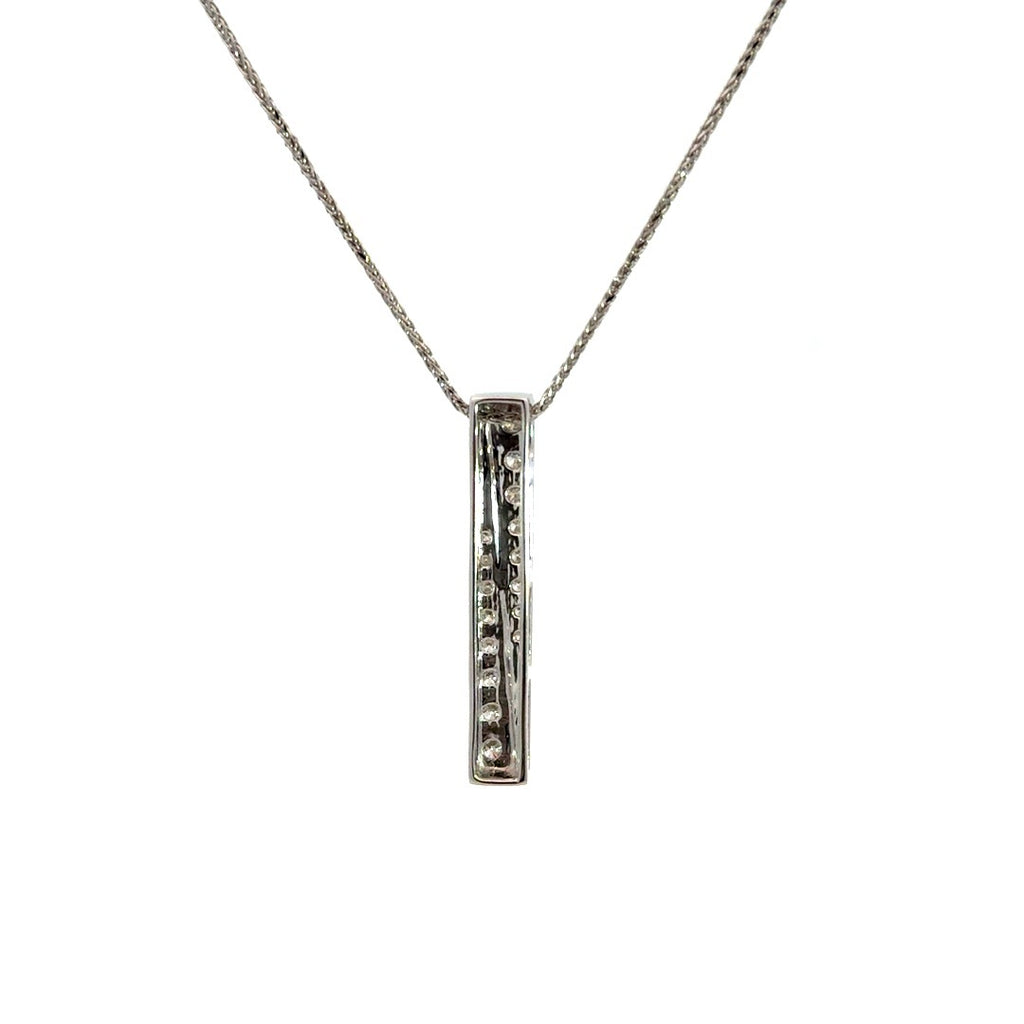 Diamond bar necklace on a white background