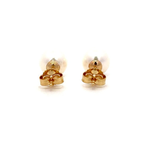 Fresh Water Pearl Stud Earrings - 14k Yellow Gold