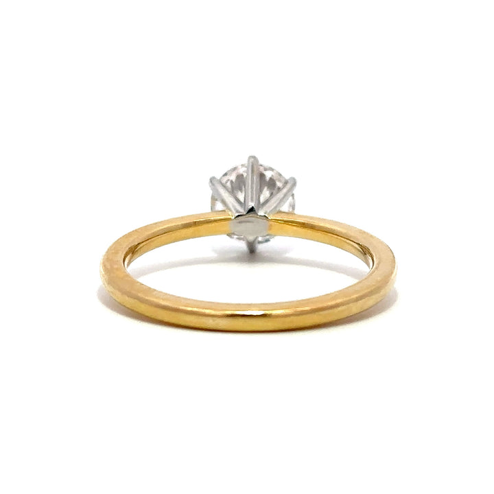 Solitaire Ring (Round) - 14k Yellow & White Gold 1.00ct #12018