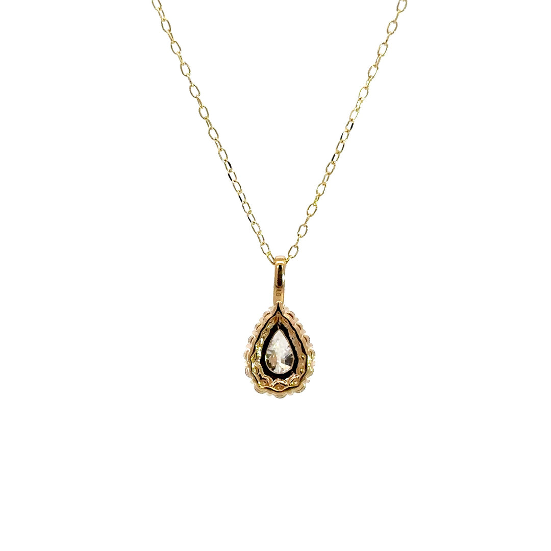 Halo Necklace (Pear) - 14k Yellow Gold 1.00ct #12073