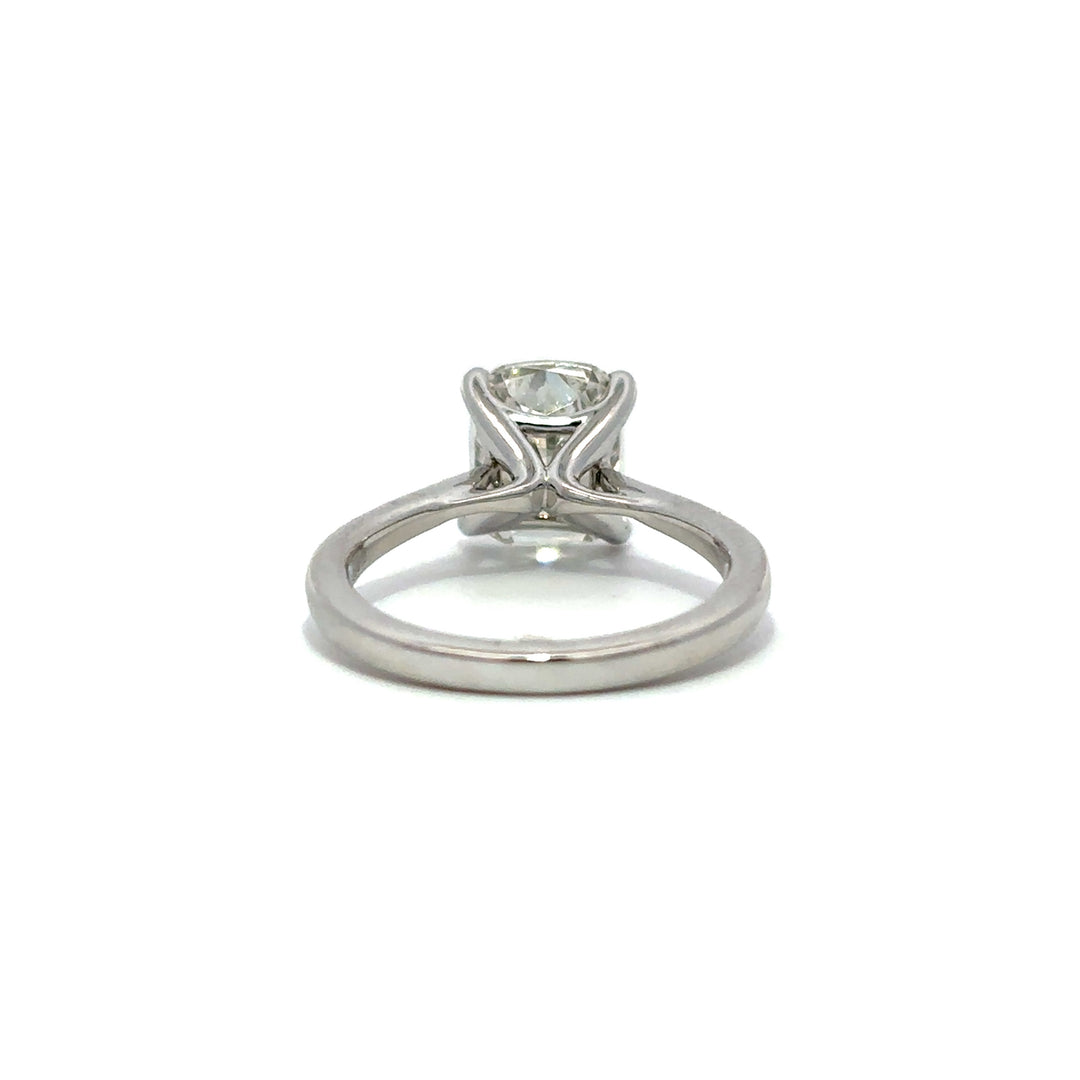 Solitaire Ring (Cushion) - 14k White Gold 3.05ct #12049