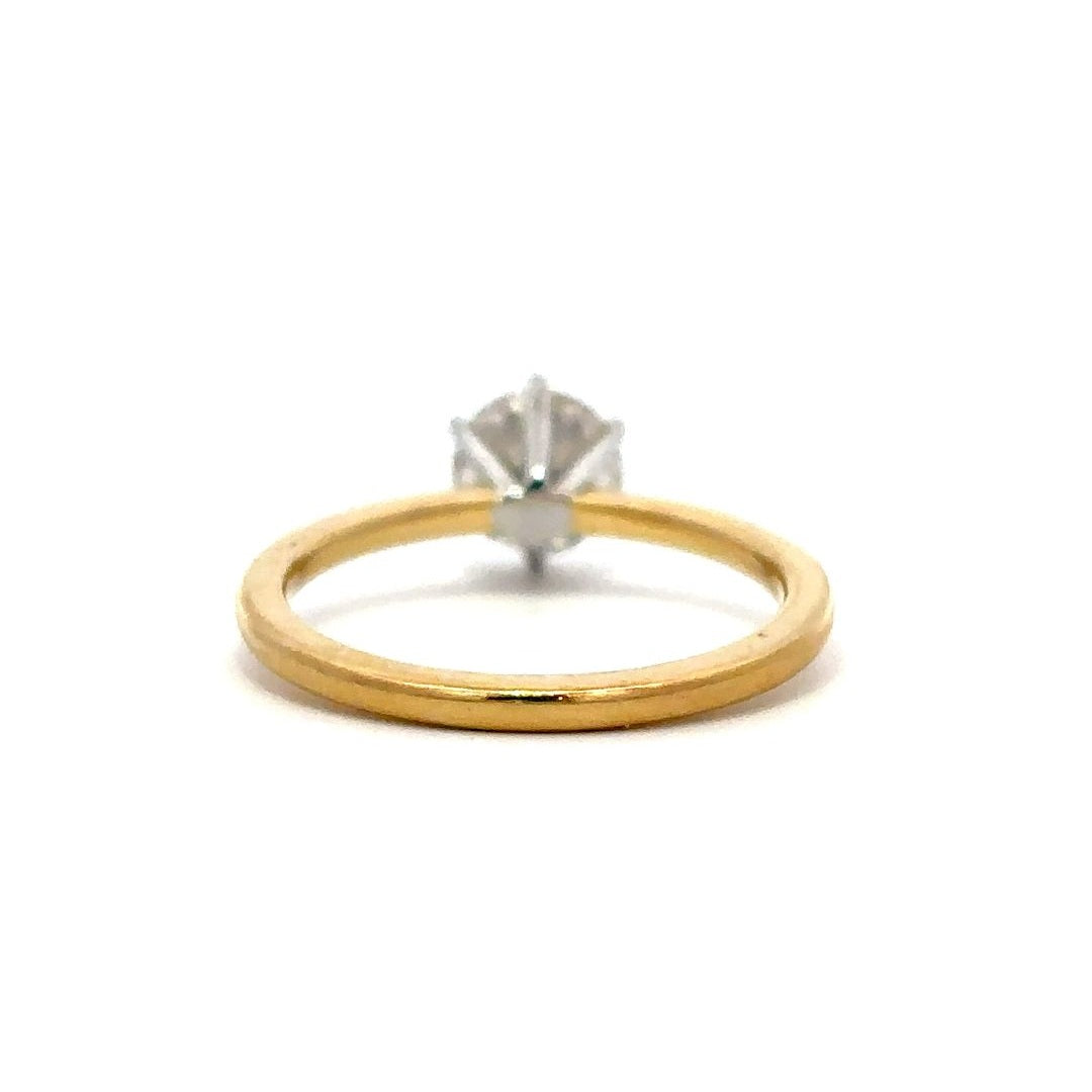 Solitaire Ring (Round) - 14k Yellow & White Gold 1.00ct #12018