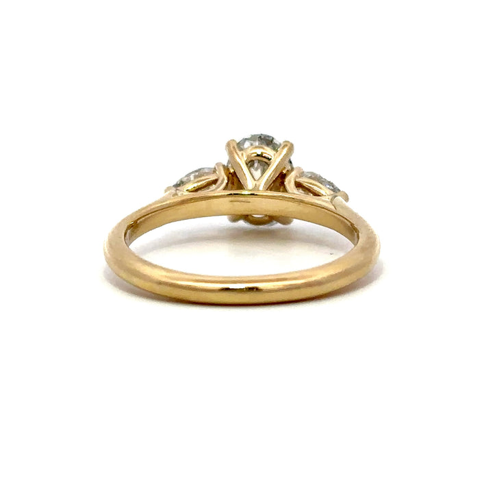 3-Stone Ring (Oval &  Pear) - 14k Yellow Gold 1.00ct #12134