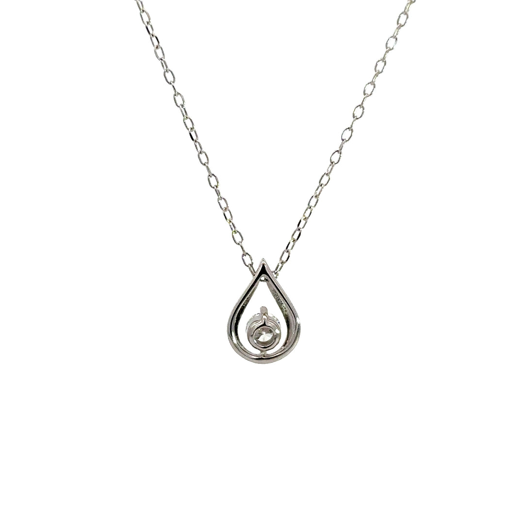 Pear Shape Necklace (Round) - 14k White Gold 0.25ct #12075