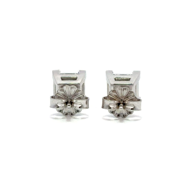 Solitaire Earrings (Princess) - 14k White Gold