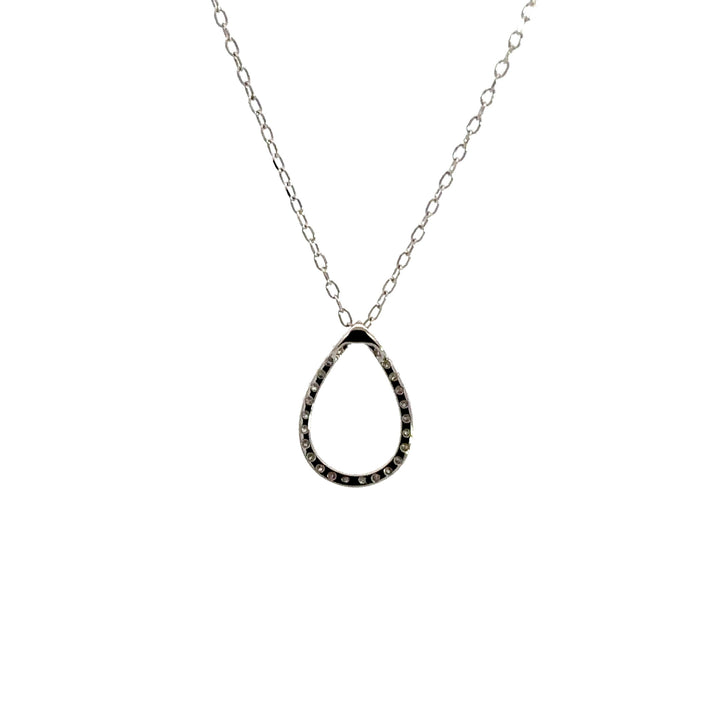 Pear Shaped Necklace (Round) - 14k White Gold 0.20ct #12076