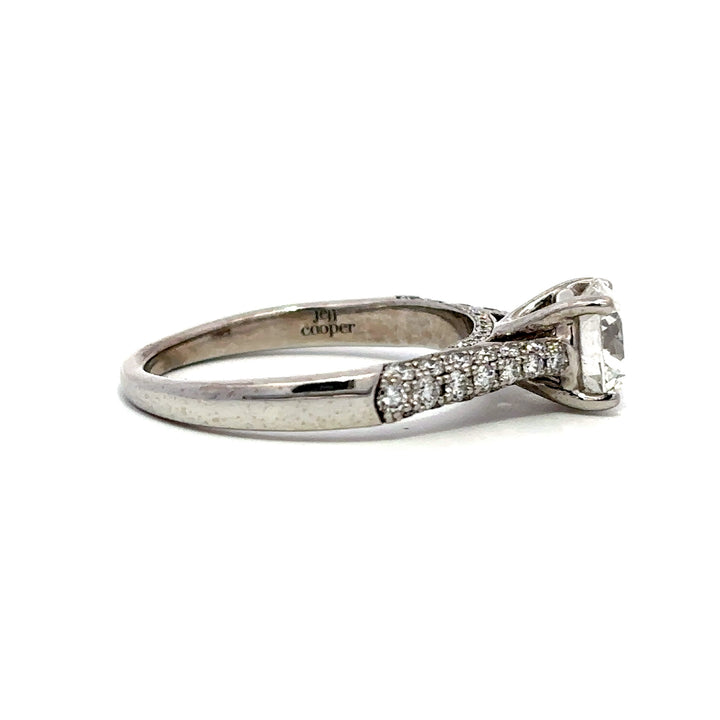 Pavé Ring (Round) and Side Diamonds - 18k White Gold 1.13ct #10783