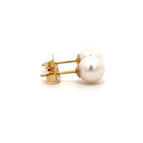 Fresh Water Pearl Stud Earrings - 14k Yellow Gold