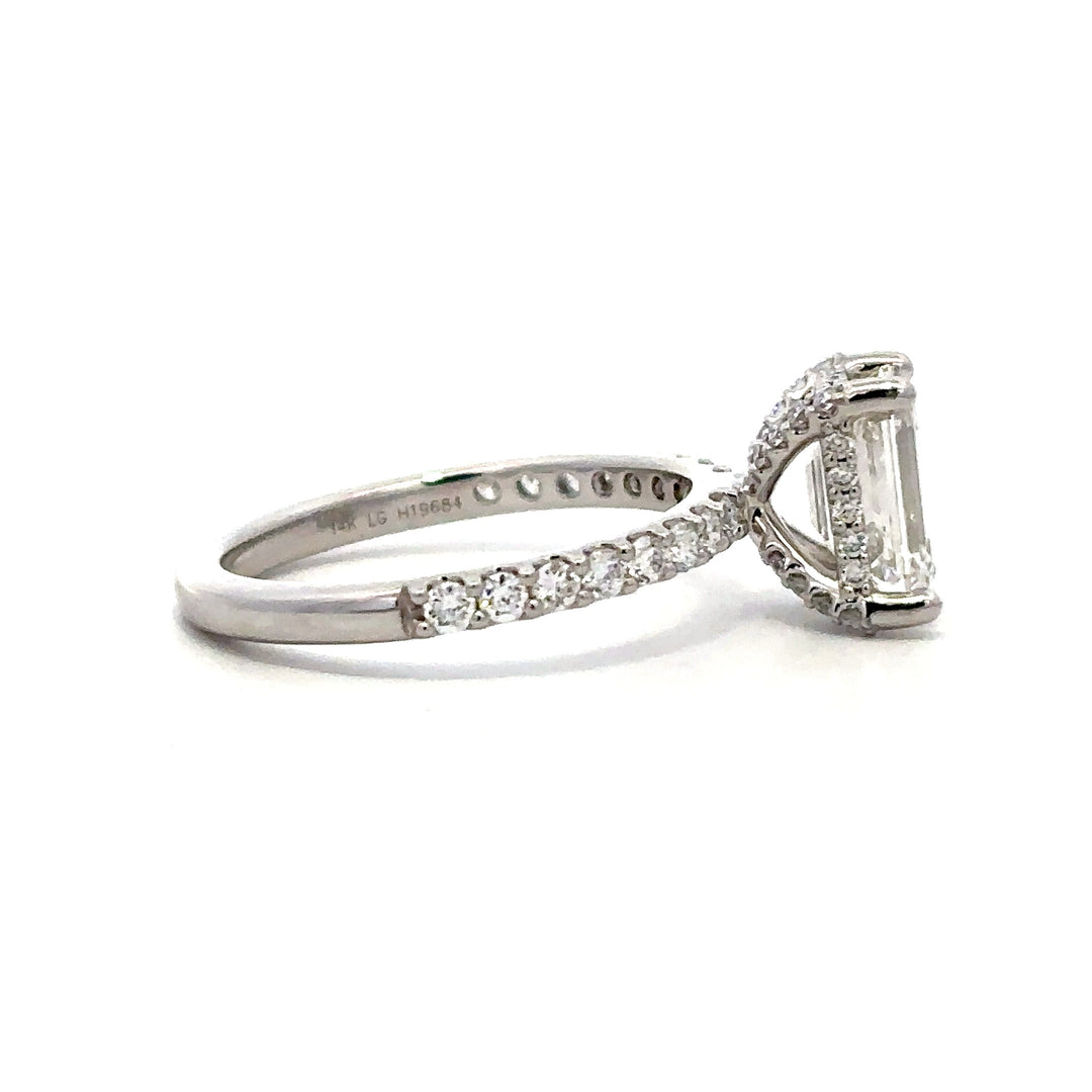 Hidden Halo Ring (Emerald) - 14k White Gold 1.87ct #13095
