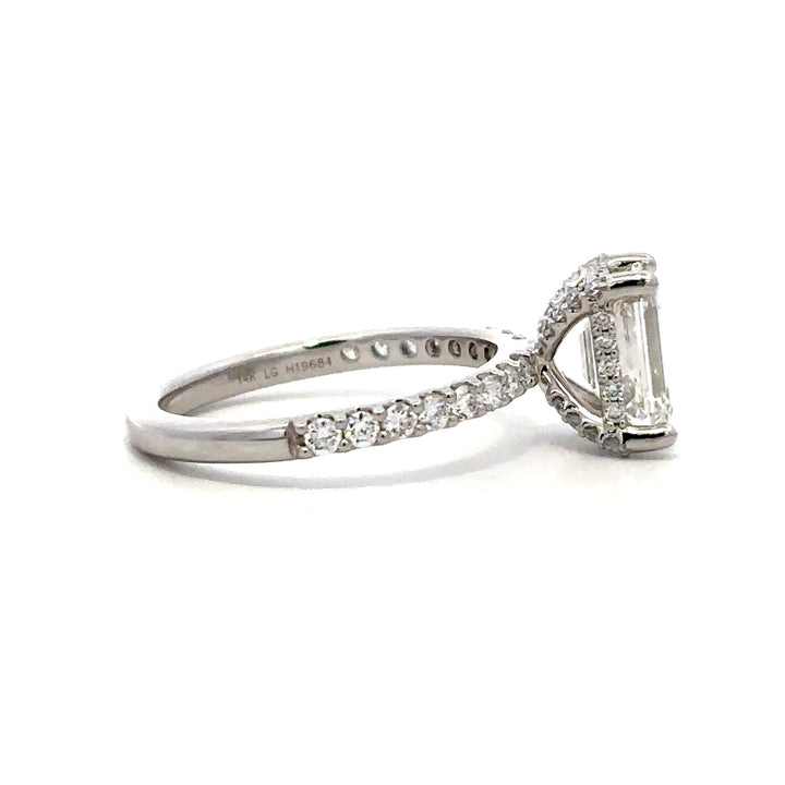 Hidden Halo Ring (Emerald) - 14k White Gold 1.87ct #13095