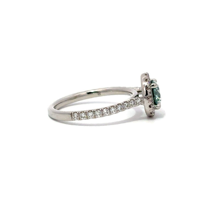 Halo Ring (Round) - 14k White Gold Fancy Blue 1.00ct #12157