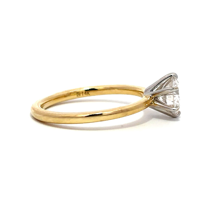 Solitaire Ring (Round) - 14k Yellow & White Gold 1.00ct #12018