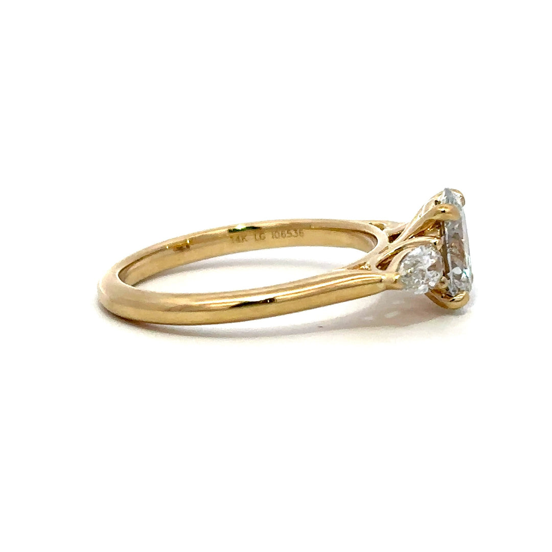 3-Stone Ring (Oval &  Pear) - 14k Yellow Gold 1.00ct #12134