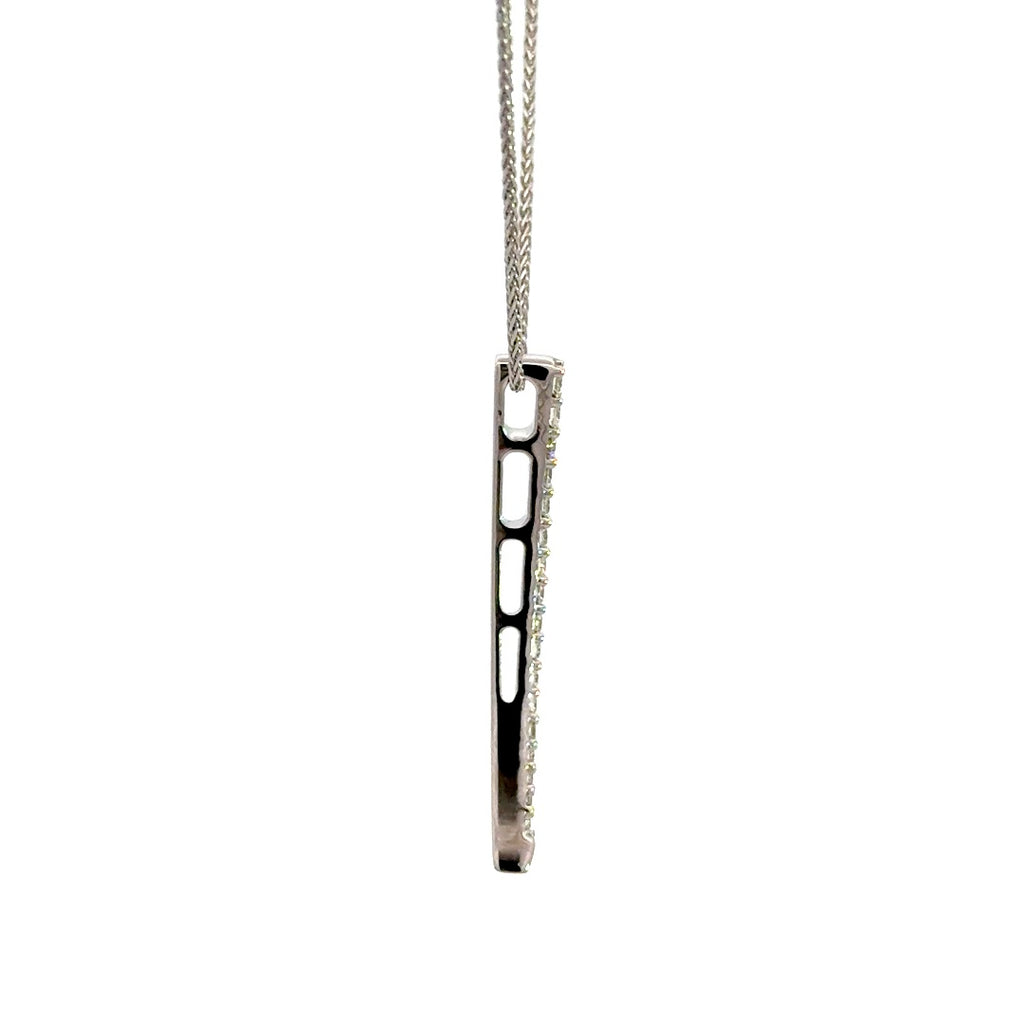 Diamond bar necklace on a white background