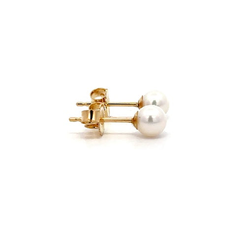 Fresh Water Pearl Stud Earrings - 14k Yellow Gold