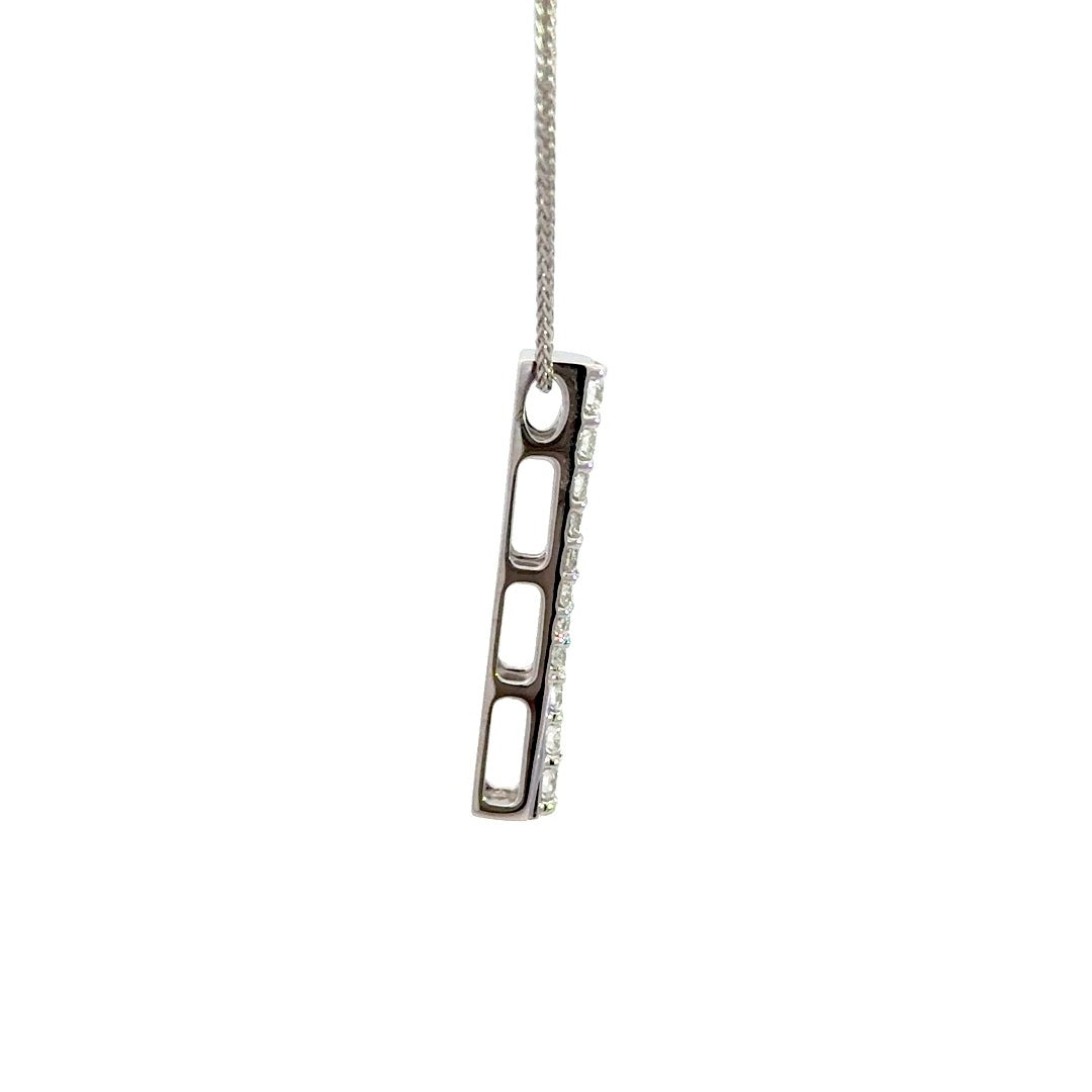 Diamond bar necklace on a white background