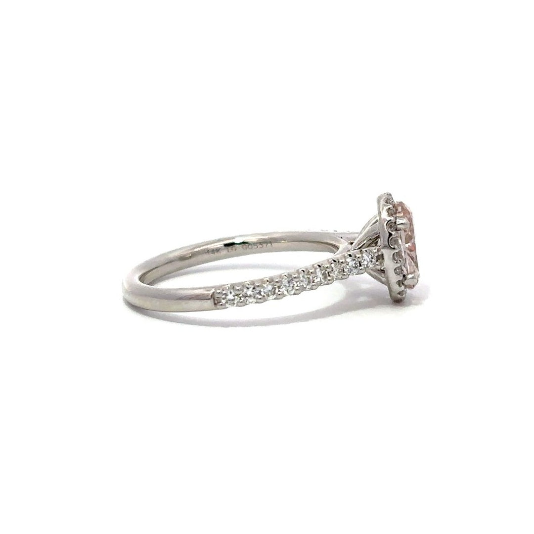 Halo Ring (Oval) - 14k White Gold 1.04ct #12036