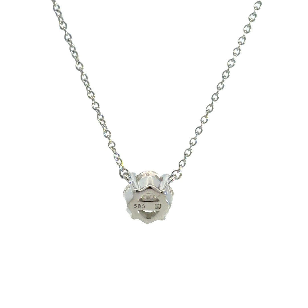 Solitaire Necklace - 14k White Gold 1.00ct #12963