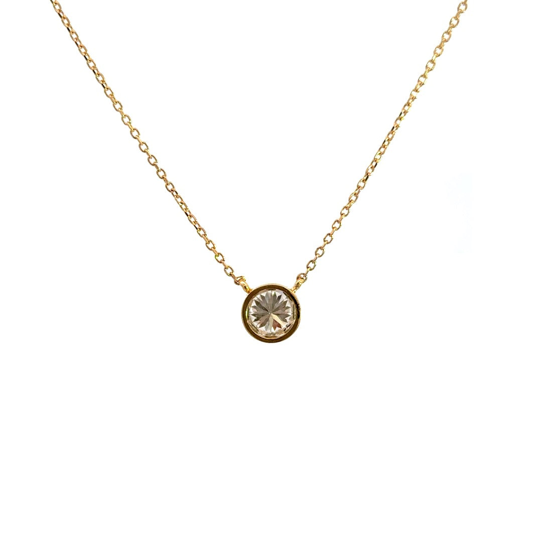 Solitaire Necklace (Bezel-Set Round) - 14k Yellow Gold 0.75ct #12002