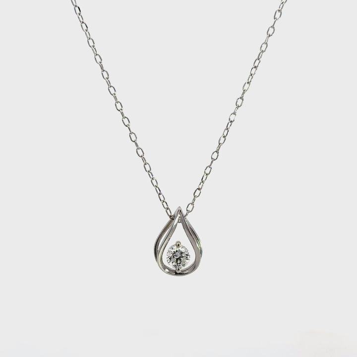 Pear Shape Necklace (Round) - 14k White Gold 0.25ct #12075