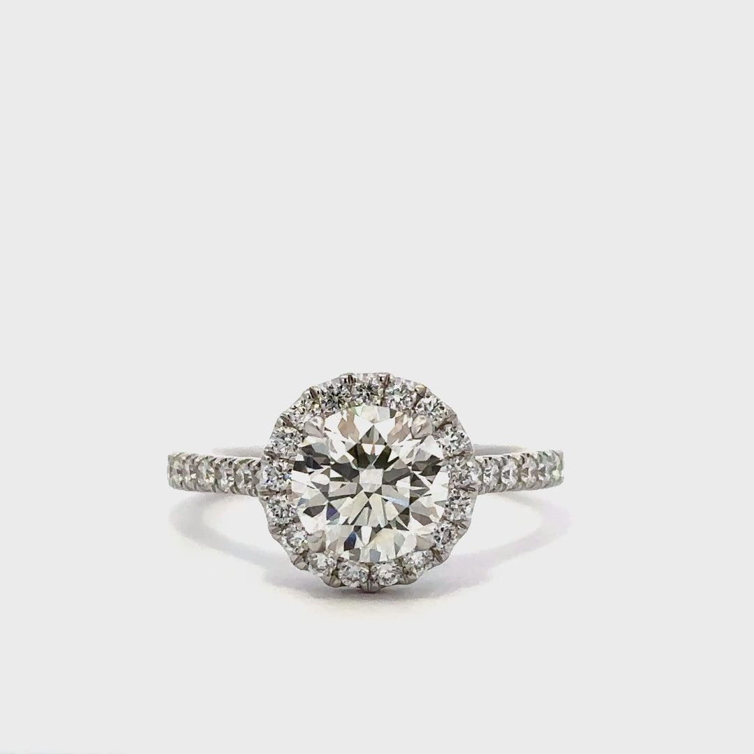 Halo Ring (Round) - 14k White Gold 2.00ct #12022