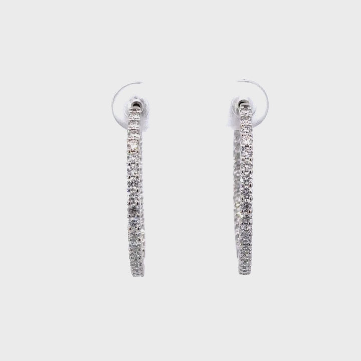 Hoop Earrings (Round) - 10k White Gold 1.50ct #11223