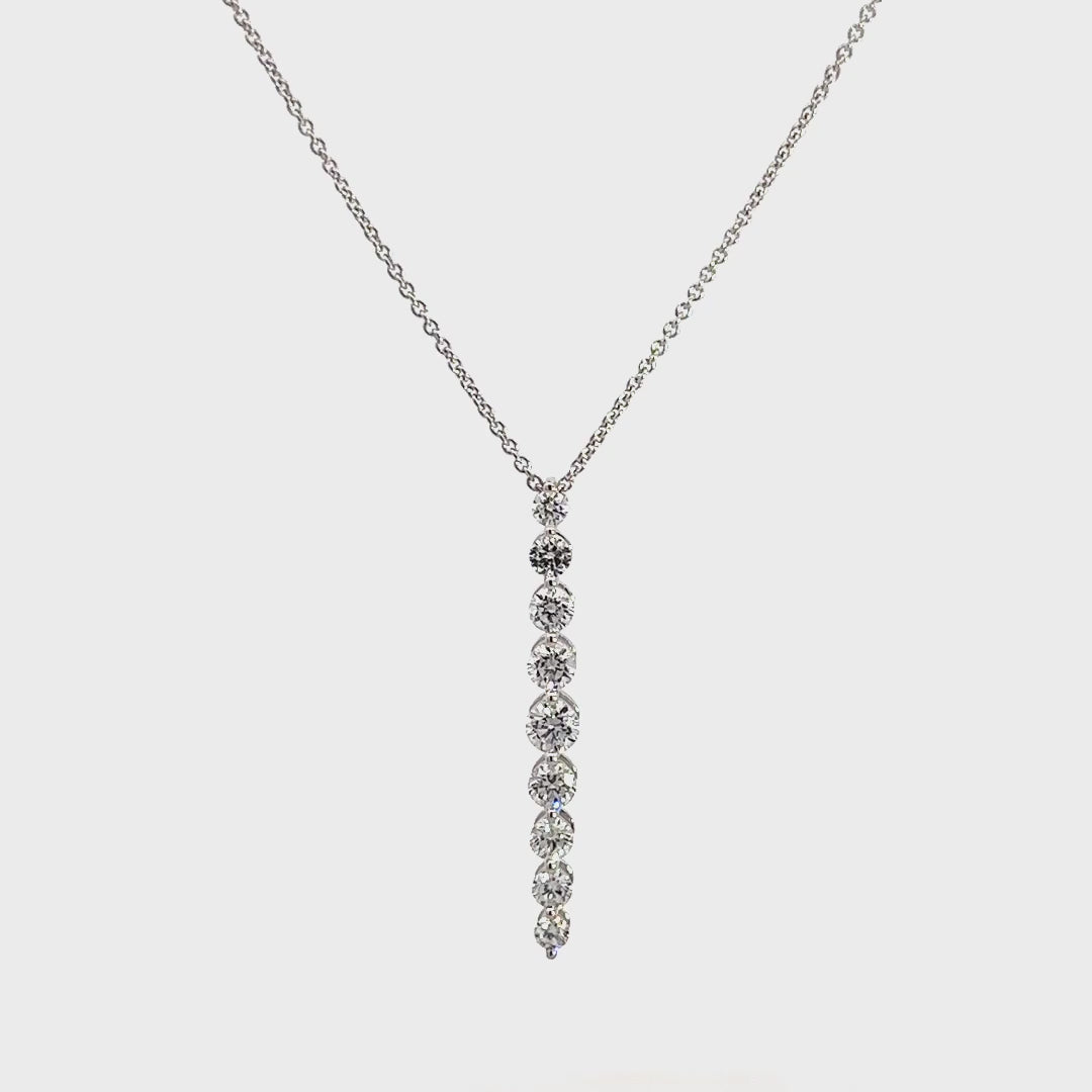 Graduated Diamond Drop Necklace - 14k White Gold 1.00ctw #11361