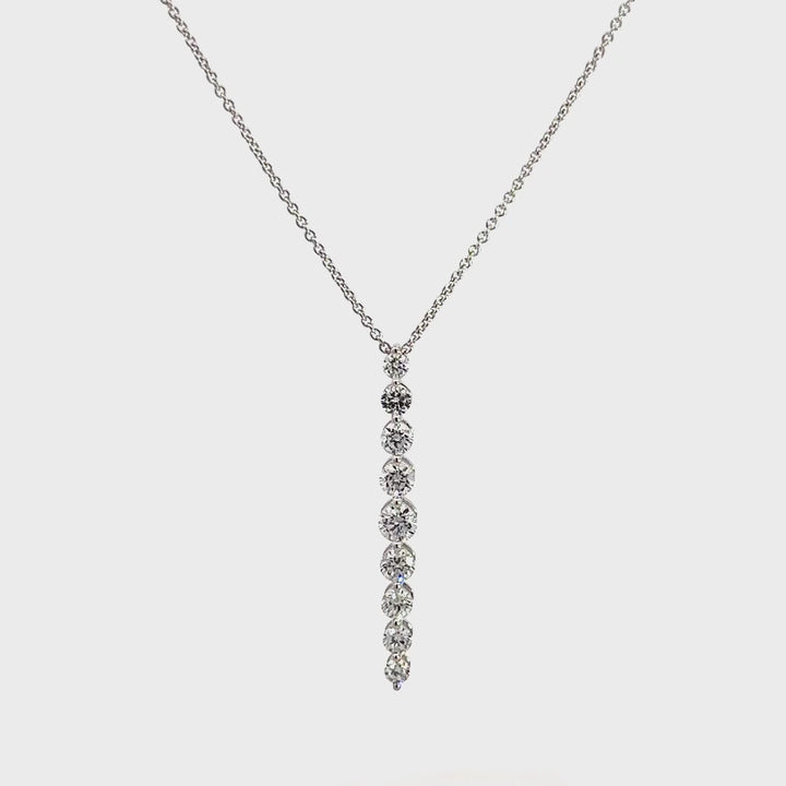 Graduated Diamond Drop Necklace - 14k White Gold 1.00ctw #11361