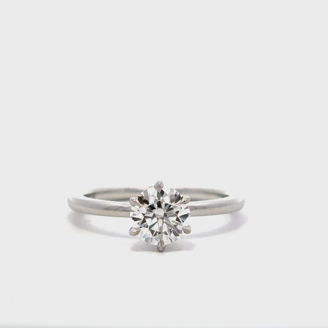 Solitaire Ring (Round) - 14k White Gold 1.00ct #12015