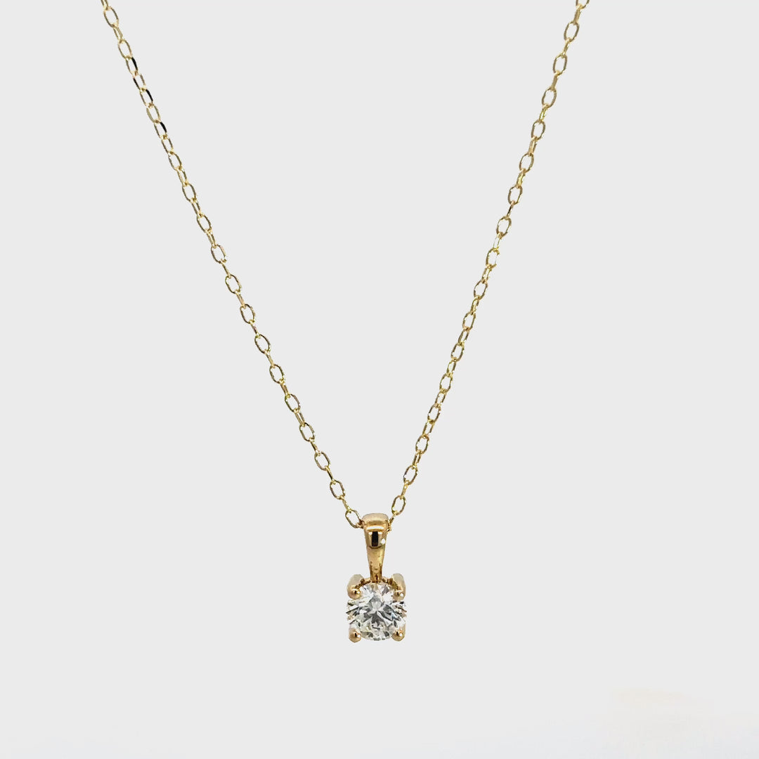 Solitaire Necklace (Round) - 14k Yellow Gold 0.50ct #12077