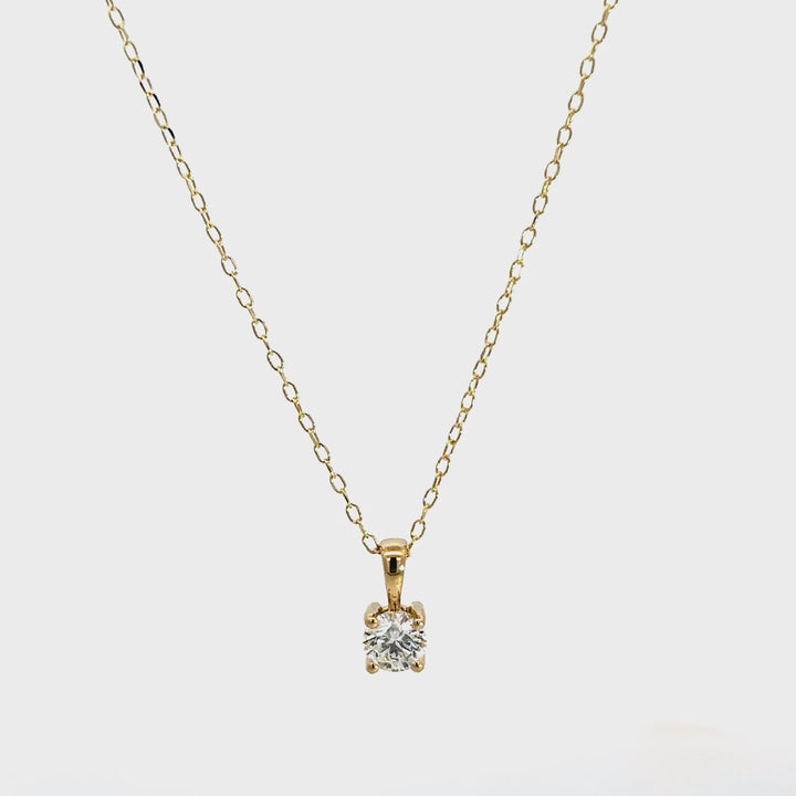 Solitaire Necklace (Round) - 14k Yellow Gold 0.50ct #12077
