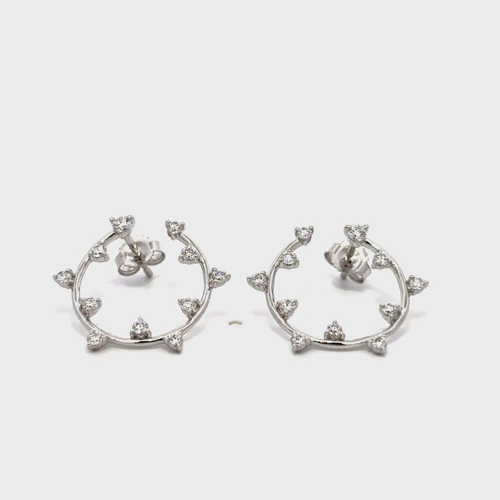 Station Hoops (Round) - 14k White Gold 0.50ct #13259