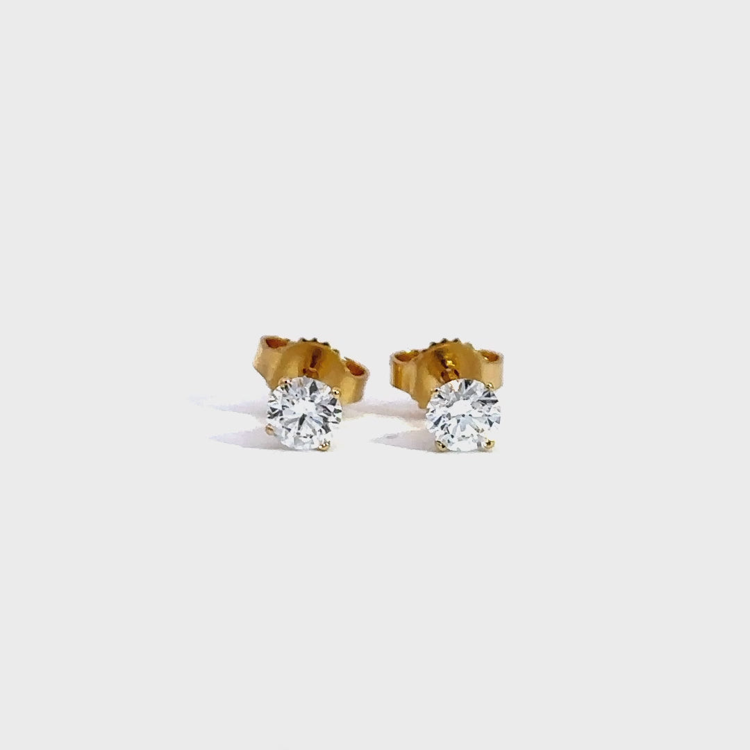 Solitaire Earrings - 14k Yellow Gold 0.30ctw #11916