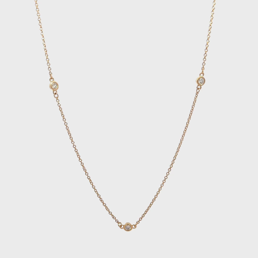 Station Necklace (Bezel-set) - 14k Yellow Gold 0.33ctw #11376