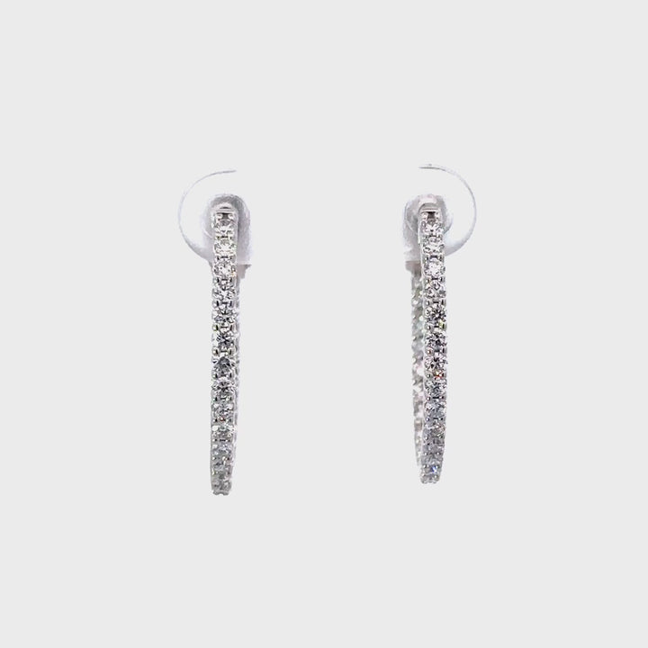 Hoop Earrings (Oval) - 10k White Gold 1.00ct #11219