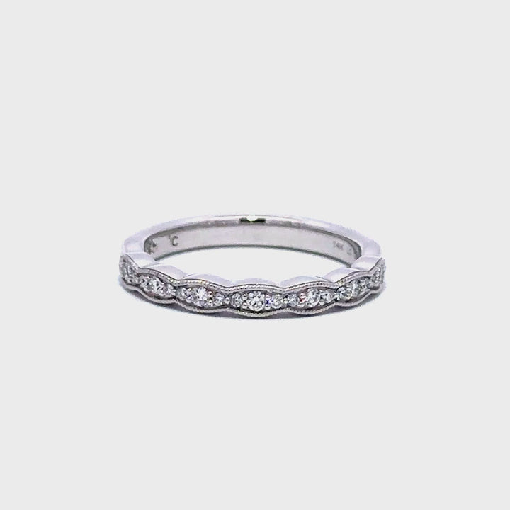 Scalloped Ring - 14k White Gold 0.17ctw #11246