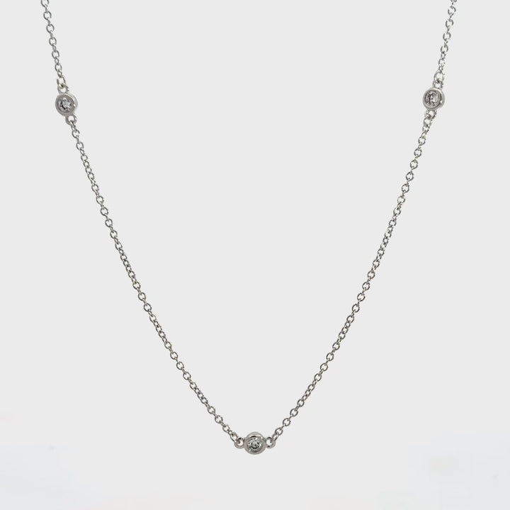 Station Necklace (Bezel-set) - 14k White Gold 0.33ctw #11340