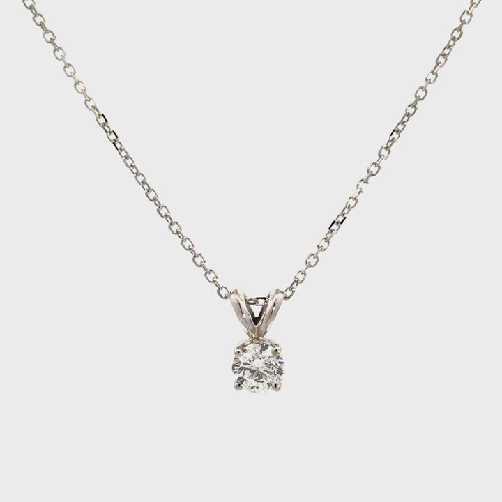 Solitaire Necklace - 14k White Gold 0.50ct #11378