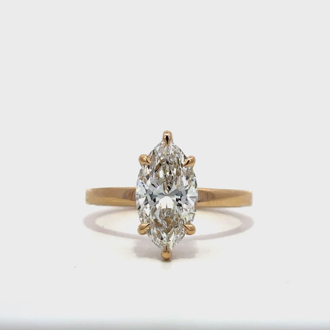 Solitaire Ring (Marquise) - 14k Yellow Gold 2.00ct #13221