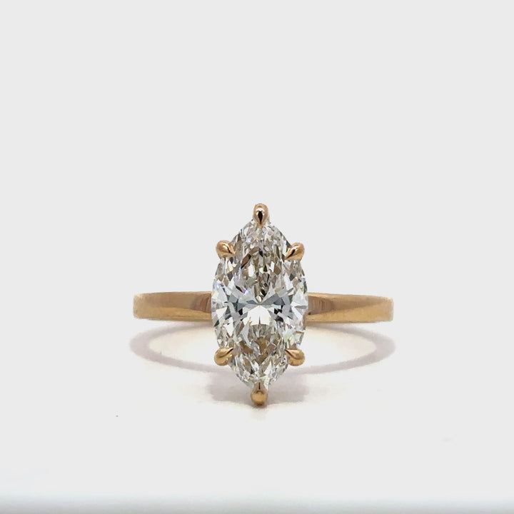 Solitaire Ring (Marquise) - 14k Yellow Gold 2.00ct #13221