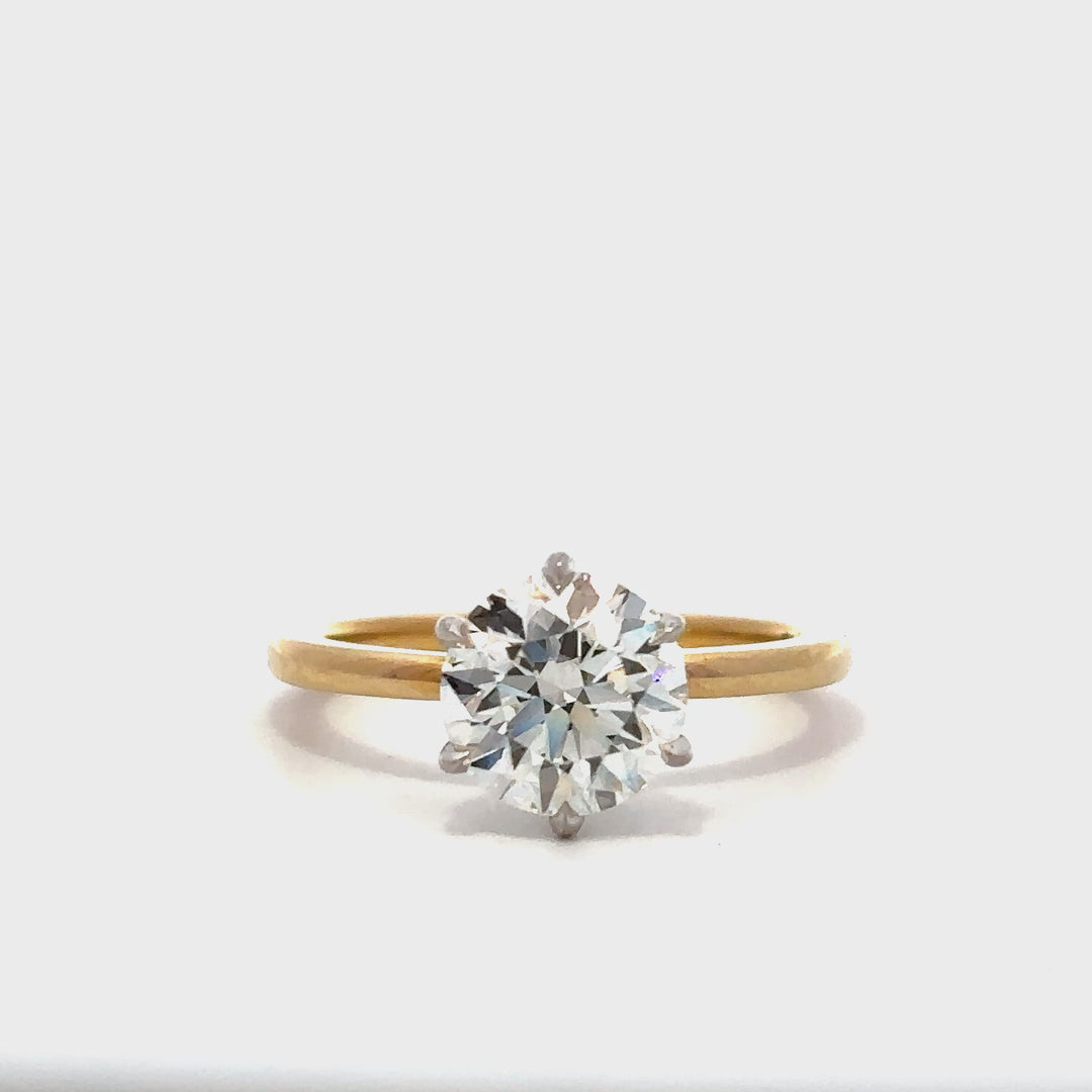 Solitaire Ring (Round) - 14k Yellow & White Gold 2.00ct #12020