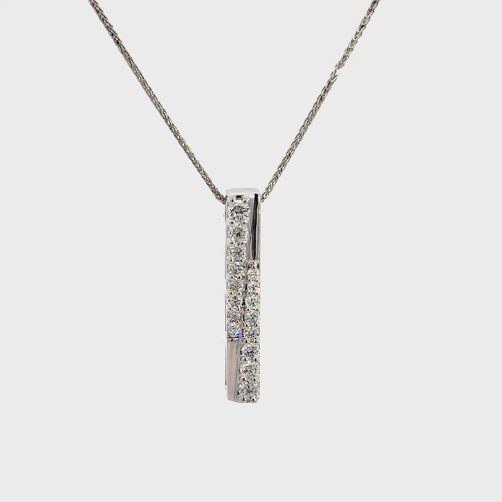 Diamond bar necklace on a white background