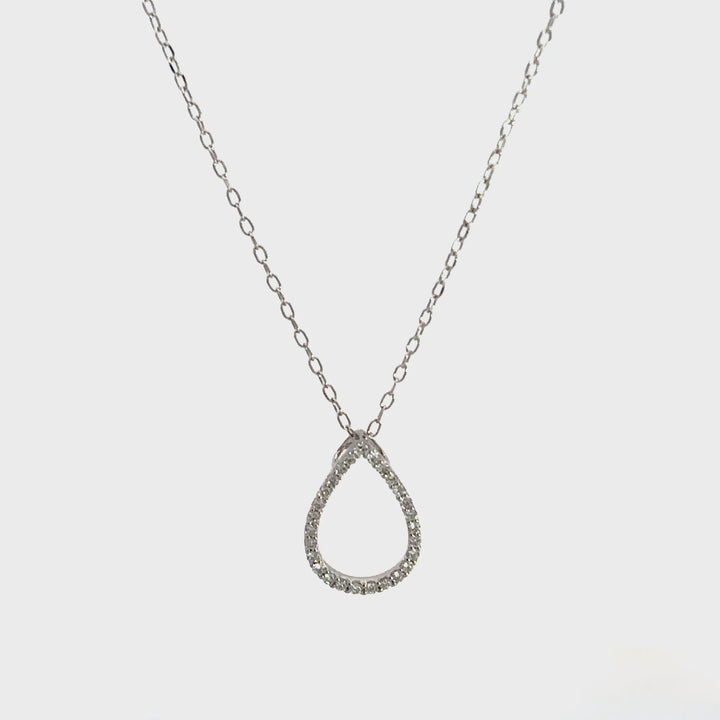 Pear Shaped Necklace (Round) - 14k White Gold 0.20ct #12076