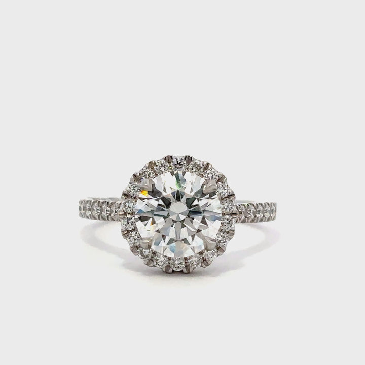 Halo Ring (Round) - 14k White Gold 2.50ct #12023