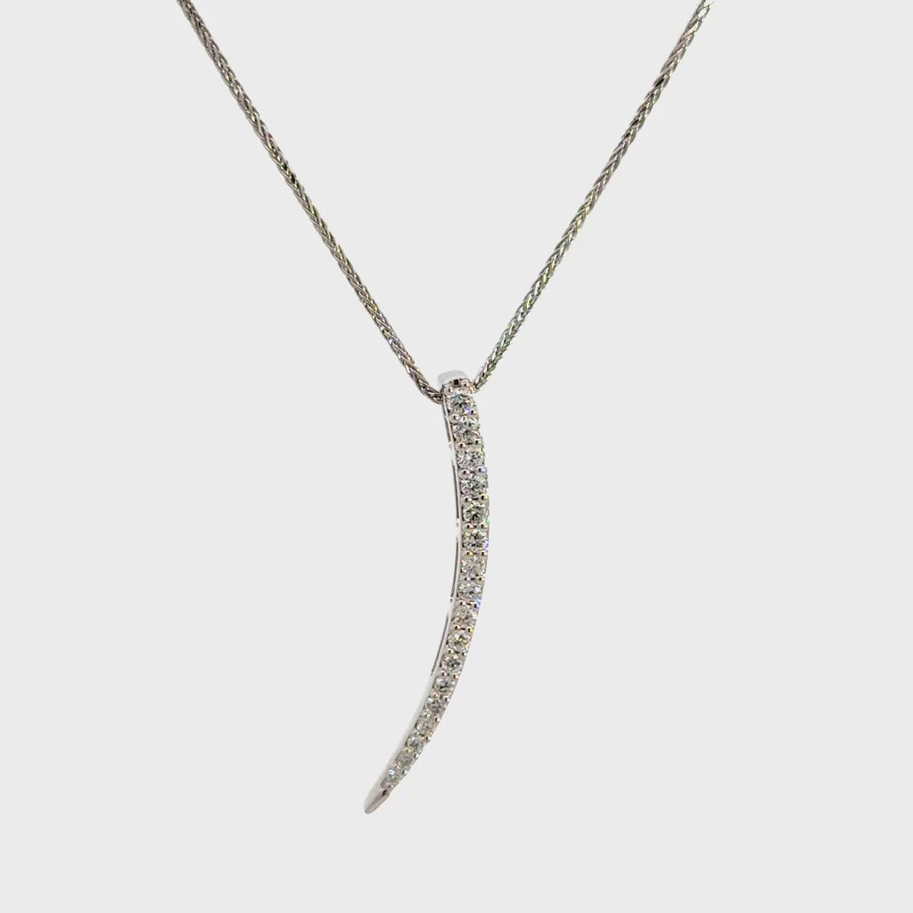 Diamond bar necklace on a white background