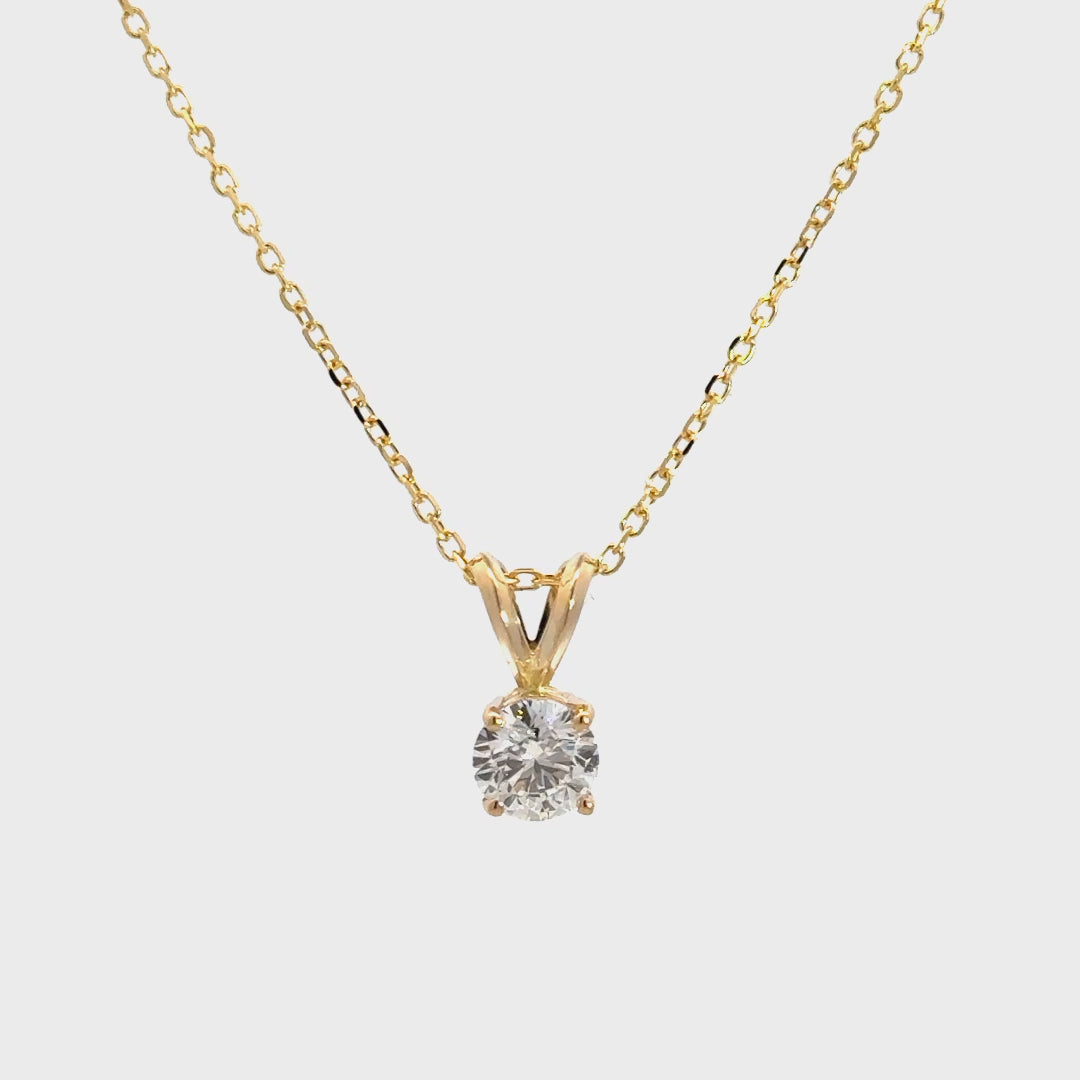 Solitaire Necklace - 14k Yellow Gold 0.75ct #11380